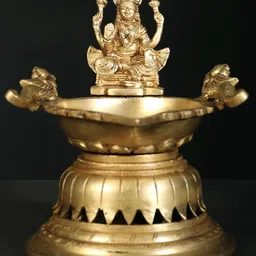 Exotic India Brass Goddess Lakshmi Designer Lamp-image-70