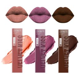 krayons Set Of 3 Velvet Kiss Liquid Lipstick-3.5 ml Each-Dark Chocolate-Orchid Love-Nude-image-58