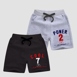 x2o Boys Pack Of 2 Typography Printed Cotton Shorts-image-76