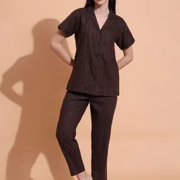 Fbella Women Striped Pure Cotton Night suit-picture-29