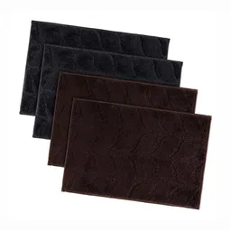 Aura 4-Pcs Brown & Black Self-Designed Anti Skid Doormats-26