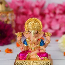 HOUSE OF WEMY Pink & Blue Textured Ganesha Showpiece-image-54