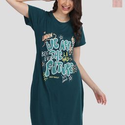 Duchess Pack Of 2 Typography Printed Cotton T-shirt Nightdress-image-78