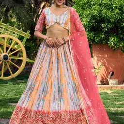 DIVASTRI Embellished Sequinned Semi-Stitched Lehenga & Unstitched Blouse With Dupatta-picture-17