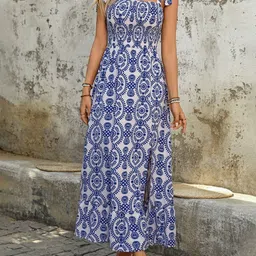 KPOP Women Ethnic Motifs Print Maxi Dress-image-32