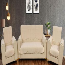 Fashion Throw Beige Velvet Sofa Cover With Arms-image-88