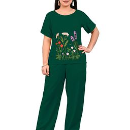 BlueWears Embroidered T-shirt with Palazzos-image-131