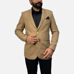 GARGIAN Master Cut Men Camel Wool Checked Blend Blazer-picture-30