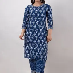 7Threads Ethnic Motifs Printed Straight Kurta with Trousers & Dupatta image 2