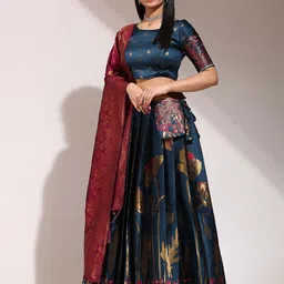Payu Semi-Stitched Lehenga & Unstitched Blouse With Dupatta image 3