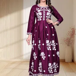 MISS CLOTHING Floral Printed Anarkali Kurta With Trouser-image-69