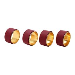 Pure Home and Living Set Of 4  Red & Gold-Toned Solid Table Napkins Rings image 4
