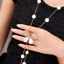 Shining Diva Fashion Women's Rose Gold & White Rose Gold-Plated Antique Necklace-55