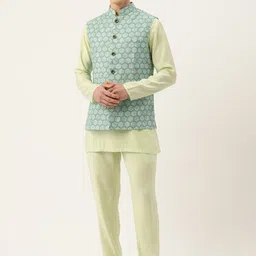 Sayisha Printed Cotton Satin Nehru Jacket-17