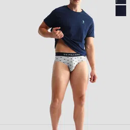 U.S. Polo Assn. Pack Of 3 Anti Microbial Mid Rise Briefs - OEB14-NGN-P3-25