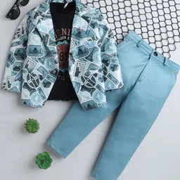 FOURFOLDS Boys Printed Coat with Trousers-image-88