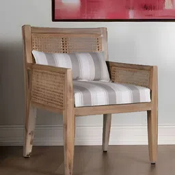 DZYN Furnitures White & Grey Textured Wooden Lounge Chair-image-14
