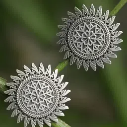 Sangria Silver-Plated Circular Shaped Studs-12