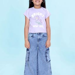 KiddoPanti Girls Printed T-Shirt & Jeans Pant Set-picture-28
