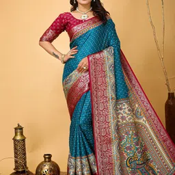 HI FI NX Kalamkari Silk Cotton Banarasi Saree-picture-19