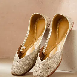 Fabindia Women Textured Leather Hand Embroidered Mojaris-picture-47