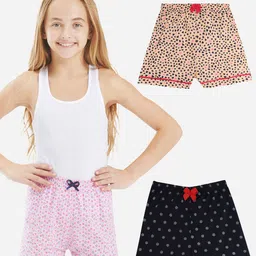 Bodycare Girl's Shorts Cotton Navy & Peach Pack of 2 Suitable for All Day Wear-image-59