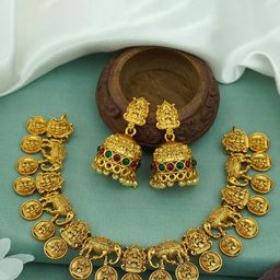 Diksha collection Brass-Plated Stone Studded & Beaded Jewellery Set-image-95