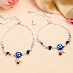 Sangria Silver-Plated Artificial Beads Anklet-17