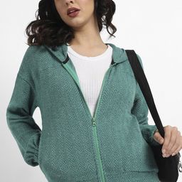 Campus Sutra Self Design Hooded Cotton Front Open Sweatshirt-picture-11