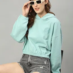 High Star Women Green Hooded Sweatshirt-image-54