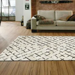 dazzhome Beige & Black Hair On Leather Stripes Hand Woven 3ftX5ft Carpet-picture-17