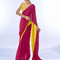 Kalista Colourblocked Pure Chiffon Ready to Wear Saree-picture-25