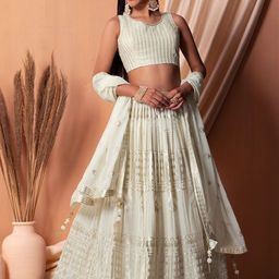 ODETTE Embellished Sequinned Semi-Stitched Lehenga & Unstitched Blouse With Dupatta-53