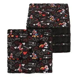 Kuber Industries 4Pcs Black & Red Printed Chair Pads-43