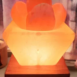 GLOBAL AROMA Orange Square Wood rock salt Table Lamp-25