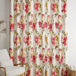 BILBERRY Furnishing by preeti grover Pink & Maroon Floral Black Out Long Door Curtain-41
