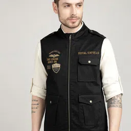 Royal Enfield Men Tailored Patchwork Jacket-image-98