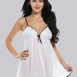 BILLEBON Women V-Neck Net Baby Doll-image-6