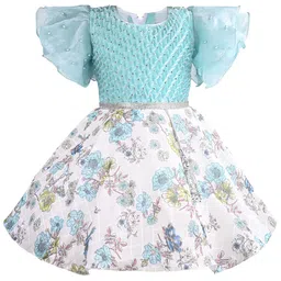 Wish Karo Floral Print Flared Sleeve Fit & Flare Dress-16