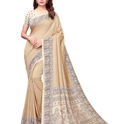 KALINI Solid Saree With Ethnic Motifs Printed Border-picture-7