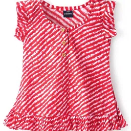 JAV CREATIONS Print Flutter Sleeve Cotton Top-image-95