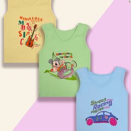 Mega style Infants Pack Of 3 Assorted Cotton Basic Vests MS-3100-P3_07-0-3M-37