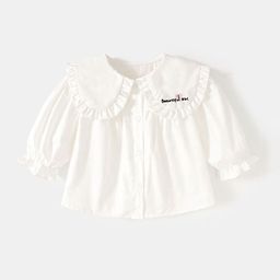 LULU & SKY Girls Relaxed Fit Solid Peter Pan Collar Pure Cotton Casual Shirt-picture-12