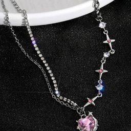 Krelin Sliver Plated Stone Studded Necklac & Chain-image-14