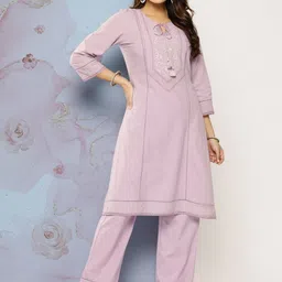 Nayam By Lakshita Floral Embroidered Straight Kurta with Trousers-image-36
