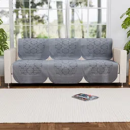 Aura Grey Solid Cotton Sofa Cover-image-85