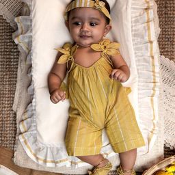 MIRALI Infant Girls Striped Cotton Jumpsuit-image-3