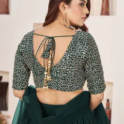 DIVASTRI Embellished Sequinned Semi-Stitched Lehenga & Unstitched Blouse With Dupatta image 4