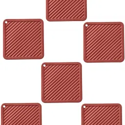 Pvc Coster C-C Square_Red_6,Pack of 6 Silicone Trivet-2