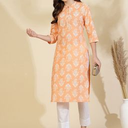 all about you Ethnic Motifs Printed Pure Cotton Straight Kurta-11